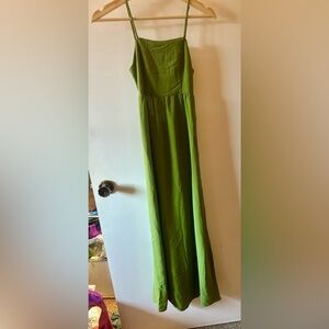 Green Maxi A-Line Dress for Resort Wear